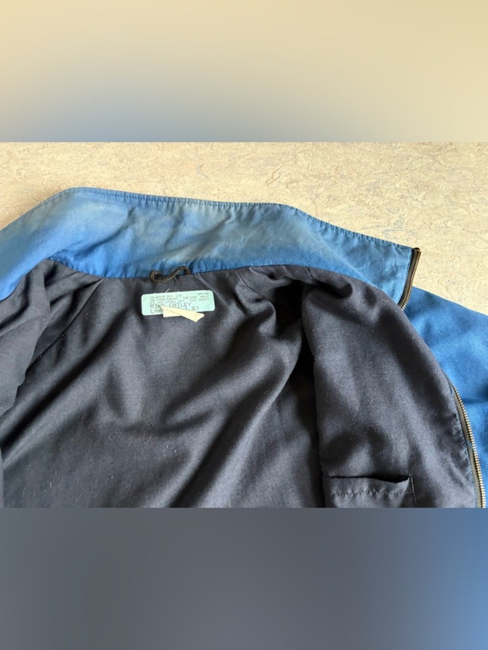 Blue Zip-Up Work Jacket with 'Mike' Patch - Picture 8 of 9